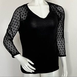 Loveappella Black Lace Top Sz L